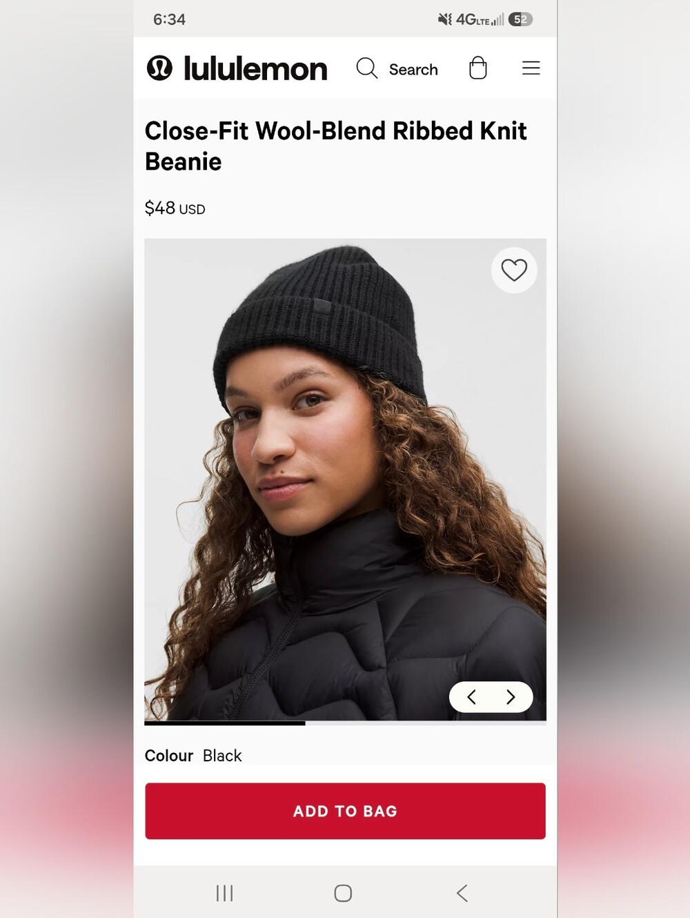 lululemon athletica Wool Blend Ribbed Knit Black Beanie NWOT